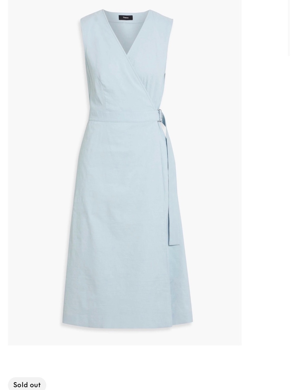 Theory Light Blue Sleeveless Wrap Midi Dress